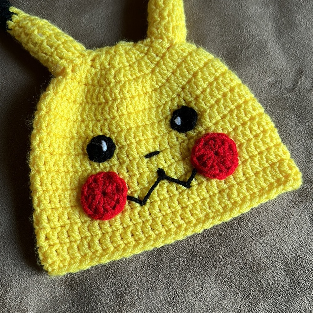 Pokémon Pikachu Handmade Crocheted Beanie Hat - Picture 4 of 11